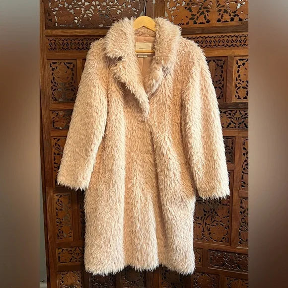 Anthropologie Pink Faux Fur Duster - Picture 2 of 6